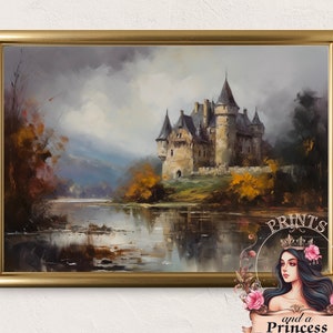 Fall Art Print | French Countryside Art | Vintage Art Print | Fall Landscape Art | Chateau Art Print | Moody Fall Landscape Art Printable