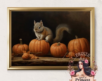 Pumpkin Art | Wall Art for Fall | Fall Painting | Printable Art for Fall Decor | Vintage Art Print for Fall | Printable Autumn Decor