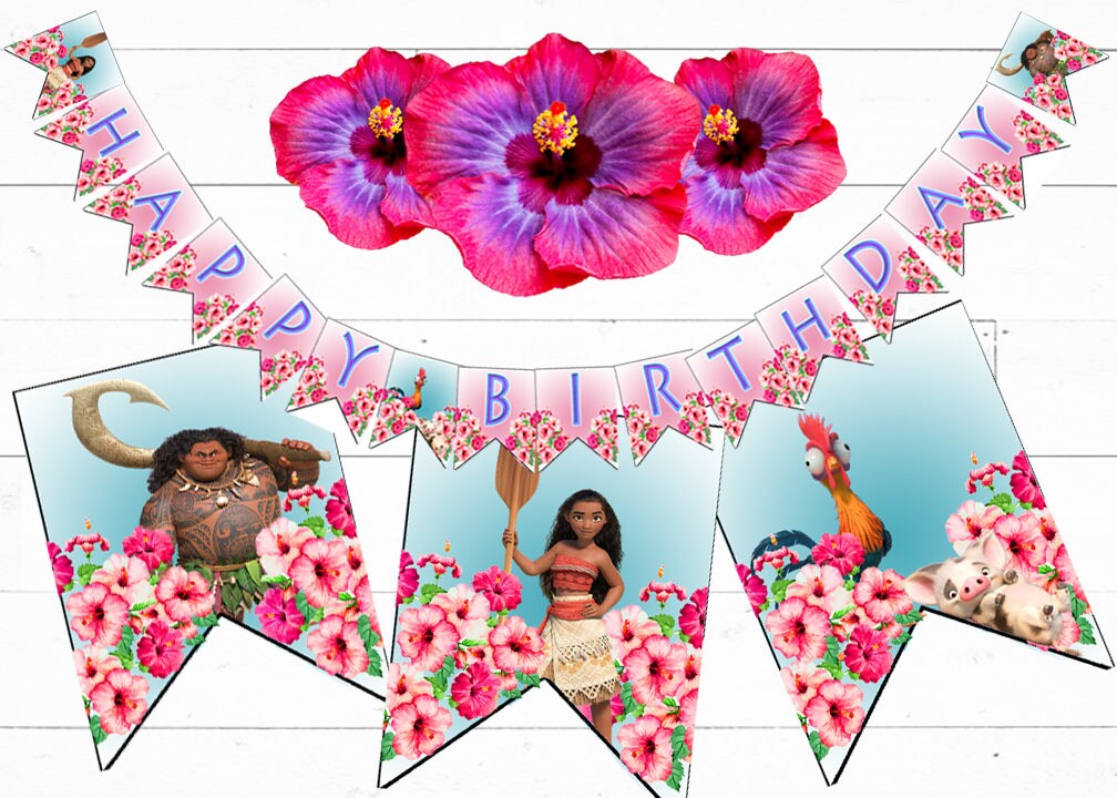MOANA BIRTHDAY BANNER Printable Digital Moana Banner Moana | Etsy