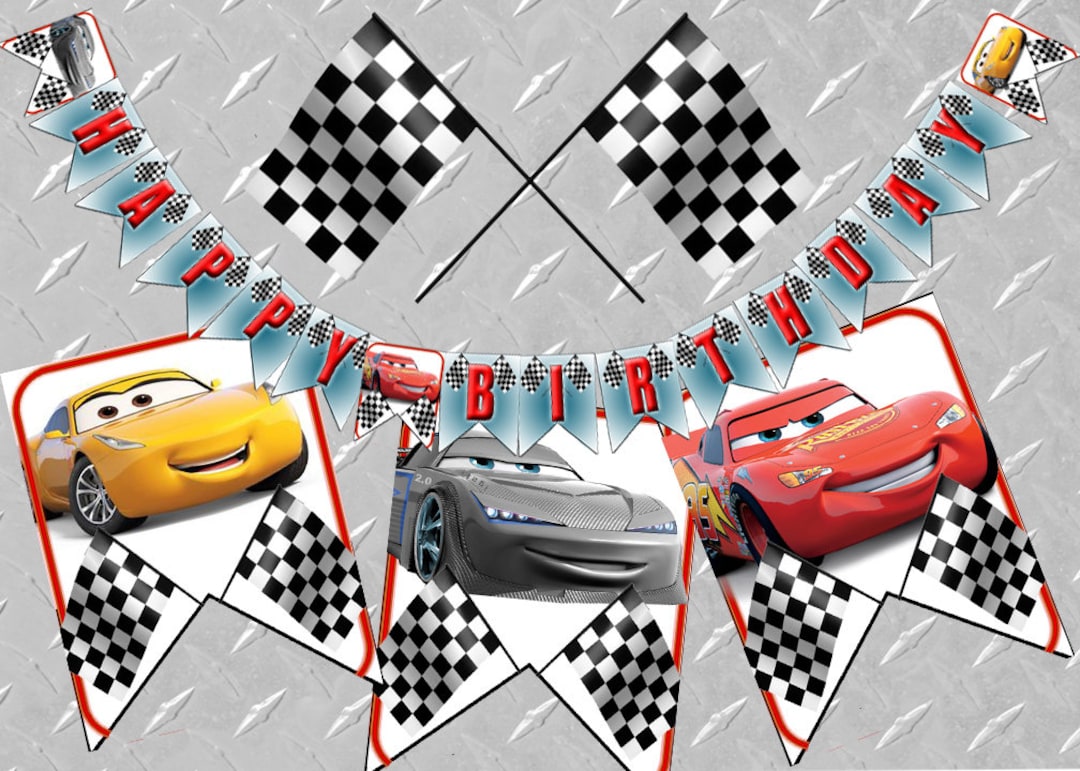 Cars Birthday Banner Cars Birthday Decorations Cars Party Theme Cars