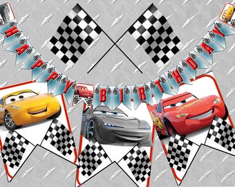 Cars Birthday Banner | Cars Birthday Decorations | Cars Party Theme | Cars Birthday Party | Lightning McQueen | Printable Cars Party Decor