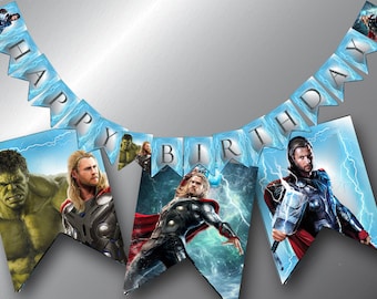 Thor Birthday Banner Printable | Thor Happy Birthday Banner | Thor Birthday Bunting | Thor Party Printables | Thor Party Decorations