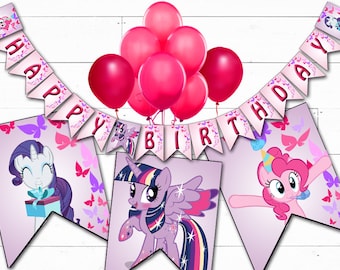 My Little Pony Birthday Decorations | My Little Pony Banner Printable | My Little Pony Party Supplies | Pony Birthday | Twilight Sparkle