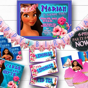 MOANA PARTY DECORATIONS Printable Digital Moana Invitation Set, Moana Birthday, Moana Decorations, Moana Birthday Party, Moana Party Package