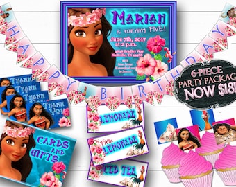 MOANA PARTY DECORATIONS Printable Digital Moana Invitation Set, Moana Birthday, Moana Decorations, Moana Birthday Party, Moana Party Package