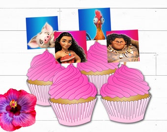 Moana Cupcake Toppers Printables | Moana Party Decorations | Disney Moana Birthday Decor | Moana Cake Topper | Instant Digital Download