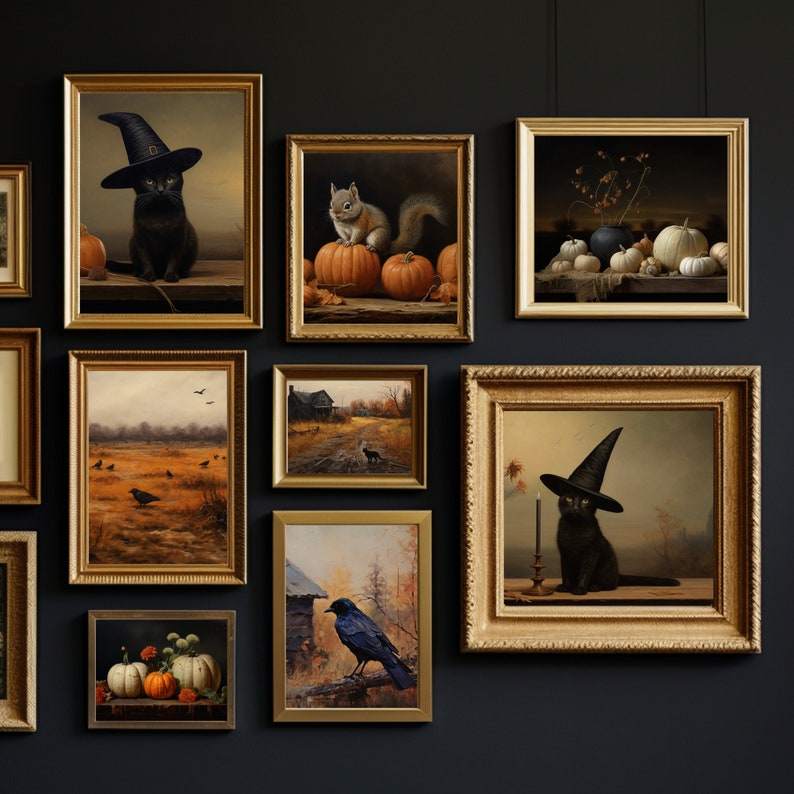 halloween art
gallery wall set
halloween party decor