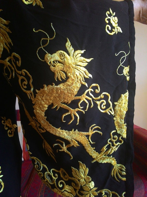 Vintage Kimono 1930s pure silk dragons embroidere… - image 3