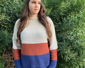 Senescence Sweater, Color Block Sweater, Crochet Sweater, Yoke Sweater, Top down Sweater, Crochet Pattern