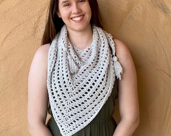 Boho Triangle Scarf Crochet Pattern, Crochet Triangle Scarf, Boho Scarf, Triangle Shawl, Boho Shawl, PDF pattern download