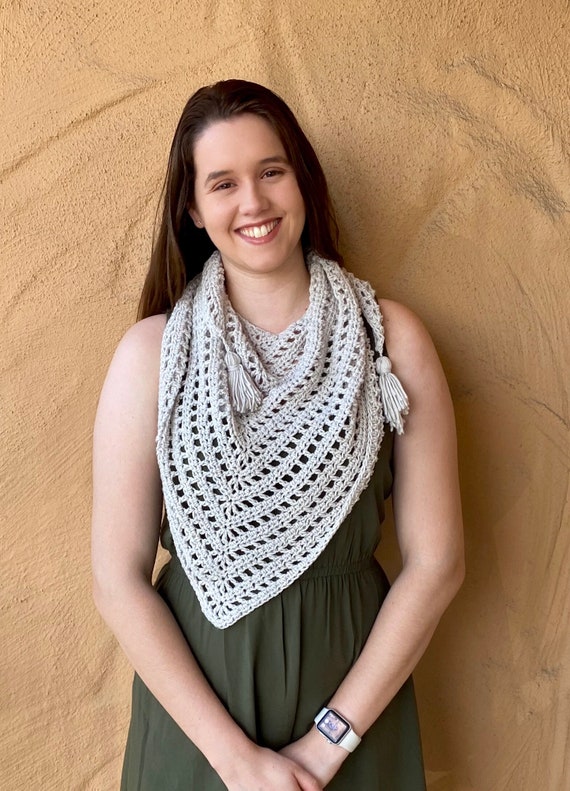 Boho Triangle Scarf Crochet Pattern, Crochet Triangle Scarf, Boho