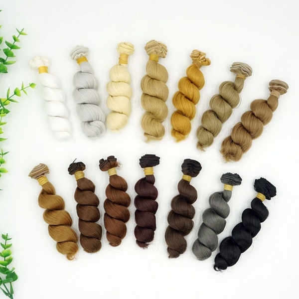 Doll Wig Hair Curly Wavy weft for 1/3 1/4 bjds/SD/blythe 1pcs 15cmx1m BJD Wig Doll Hair natural colors