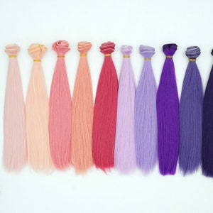 25cm straight Doll Hair wefts for making custom dolls synthetic hair doll wig