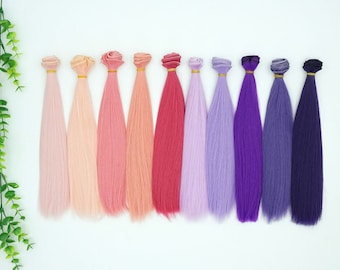 25cm Straight Doll Hair Weft: Synthetic Wig Making Supplies