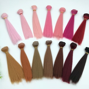Straight Doll Hair Weft: Synthetic Fiber for Rerooting, DIY Doll Wig