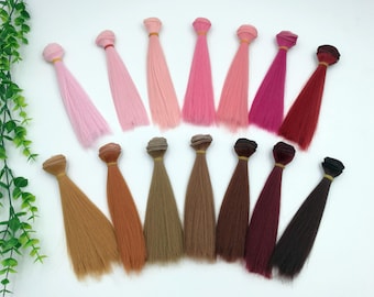 Straight Doll Hair Weft: Synthetic Fiber for Rerooting, DIY Doll Wig