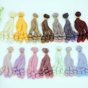 Doll Wig Hair Curly Wavy weft for 1/3 1/4 bjds/SD/blythe 1pcs 15cmx1m BJD Wig Doll Hair ombre colors