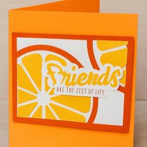 de voeux « Les amis sont la joie de vivre » - Carte d'amitié orange agrumes | Carte faite main Juste parce que je pense à vous