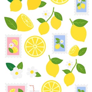 Stickervel met citroenthema | Zomerse citrusstickers | Plannerstickers Daisy Lemon | Leuke vinylstickers | Felgele fruitstickerset