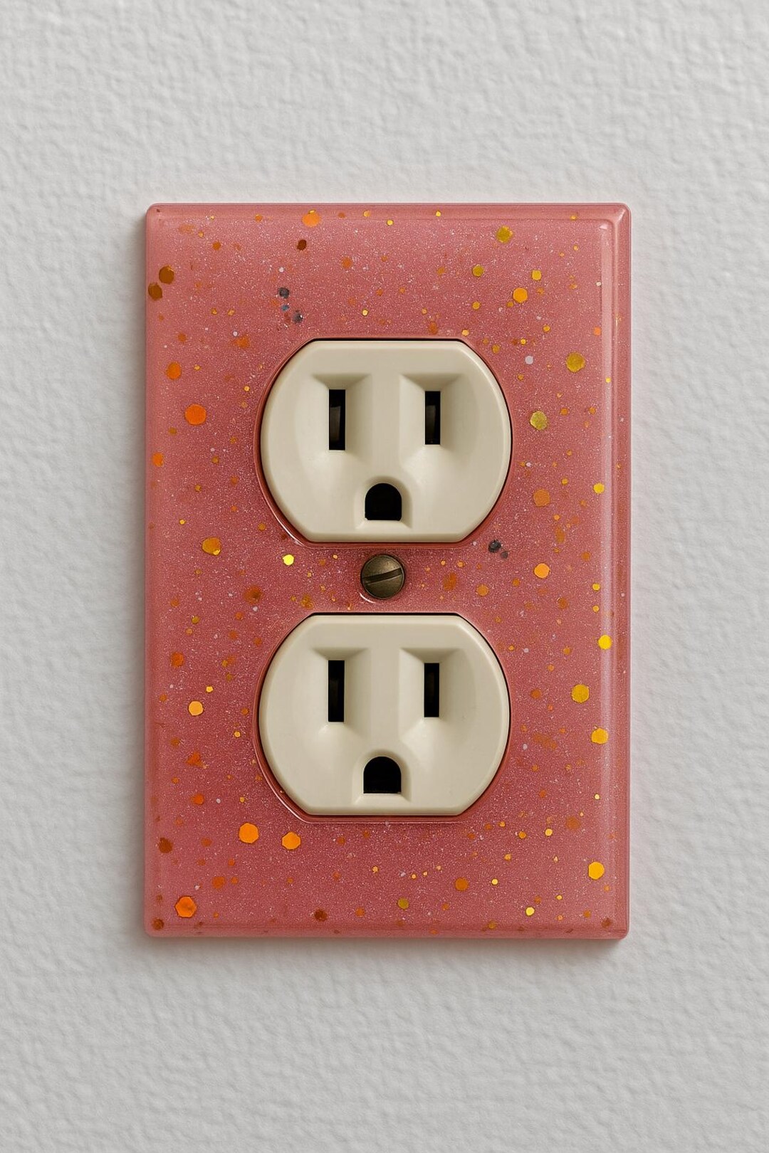 Pink Glitter Resin Outlet Cover – Handmade Sparkly Duplex Wall Plate ...