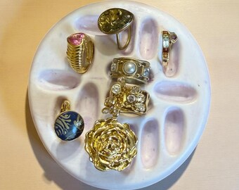 Flat Ceramic Ring Holder: Handmade Glazed Jewelry Tray for Dresser or Vanity