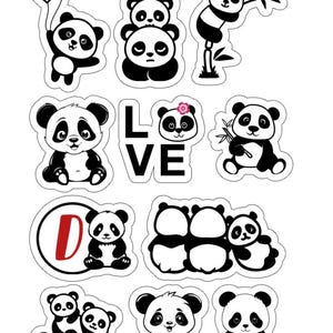 Cute Panda Vinyl Stickers | Adorable Black & White Panda Bear Decals | Laptop, Water Bottle, Scrapbooking, Kids Sticker Pack