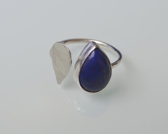 Silberring Edelstein Lapislazuli Design zierlich schmal Statement Schmuck Handarbeit GR.59