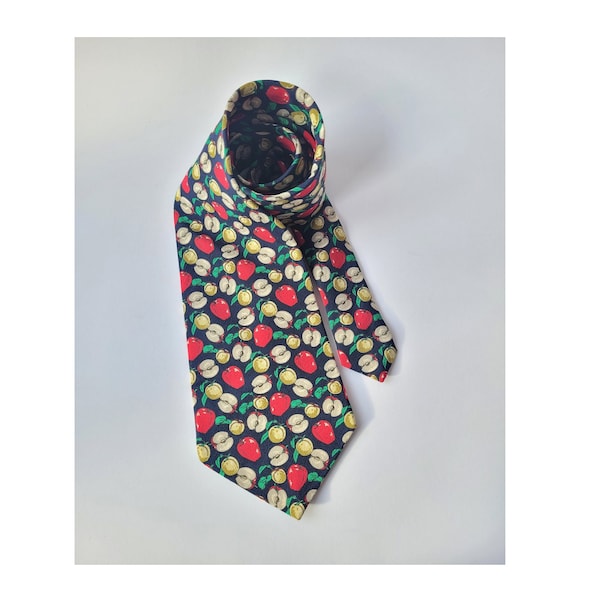 Vintage Lanvin 100% Silk Made in France Apple Print Tie/Krawatte