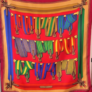 Vintage Hermes HERMÈS  &quot;Les Sangles&quot; Silk Scarf Carré By J. Metz 1985