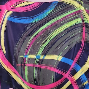 Luxury Fraas Abstract Bright Vivid Multicolored Silk Scarf/Foulard 35in,Hand Rolled