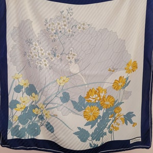 Vintage S.T.Dupont Paris Floral Silk Scarf/Foulard ,Hand Rolled 1980s