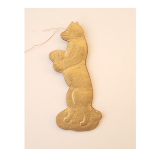 Vintage Antique Dresden Cardboard Christmas Ornament Golden Wolf
