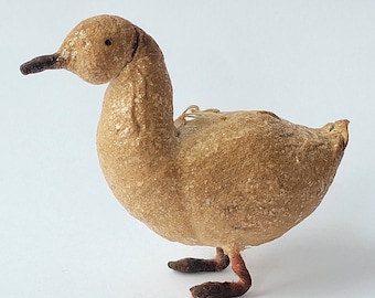 Adorno navideño antiguo de algodón hilado con forma de ganso, de los años 30-40.