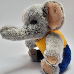 Steiff glücklicher Elefant blaue Augen Plüschtier 1976