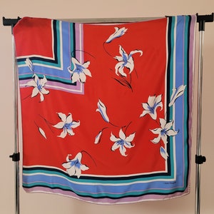 Laura Biagiotti Vintage Floral Silk Scarf/Foulard,Hand Rolled Edges,