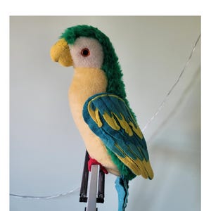 Vintage Merrythought Plush Parrot Green Yellow and Blue  12”