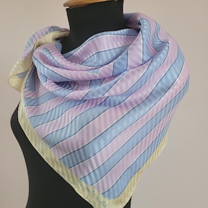 Fisba Stoffels Geometric,Striped,Pastel Coloured Silk Scarf/Foulard 31in,Vintage 80s Never Used