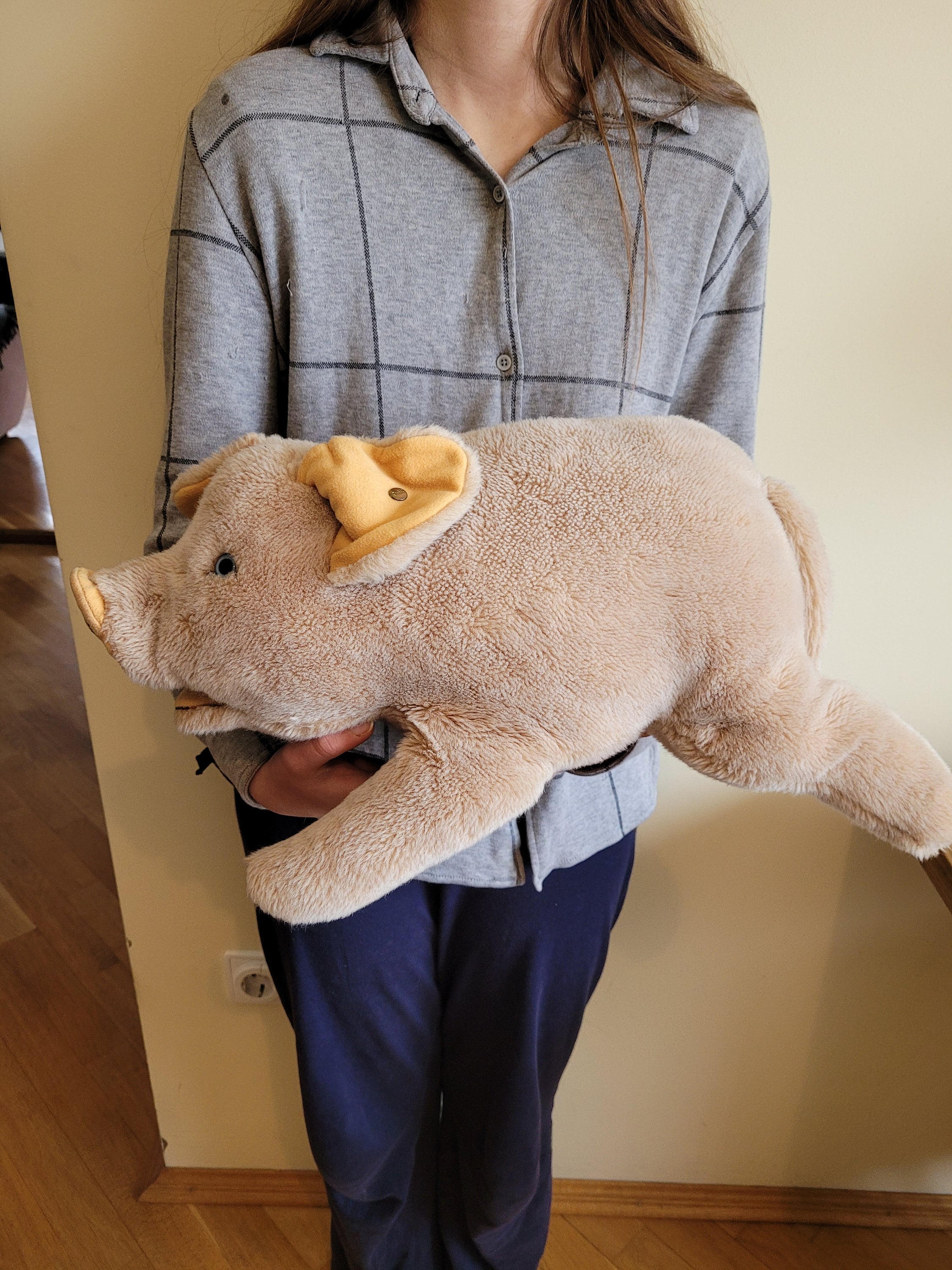 Steiff Molly Plush Pig Boar ,lying,germany 0360/45, 18in/46cm