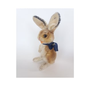 Vintage Steiff Manni Rabbit/Bunny Stuffed Toy ,9&quot; Tall with Ears ,Working Squeaker, 1960s,Ear Button