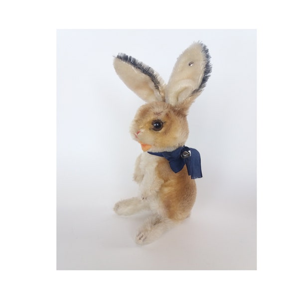 Vintage Steiff Manni Rabbit/Bunny ,9" Tall with Ears ,Working Squeaker, 1960s,Ear Button