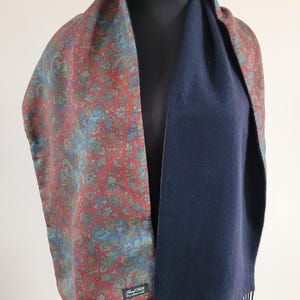 Vintage Two Layers Paisley Oblong Wool/Silk Scarf