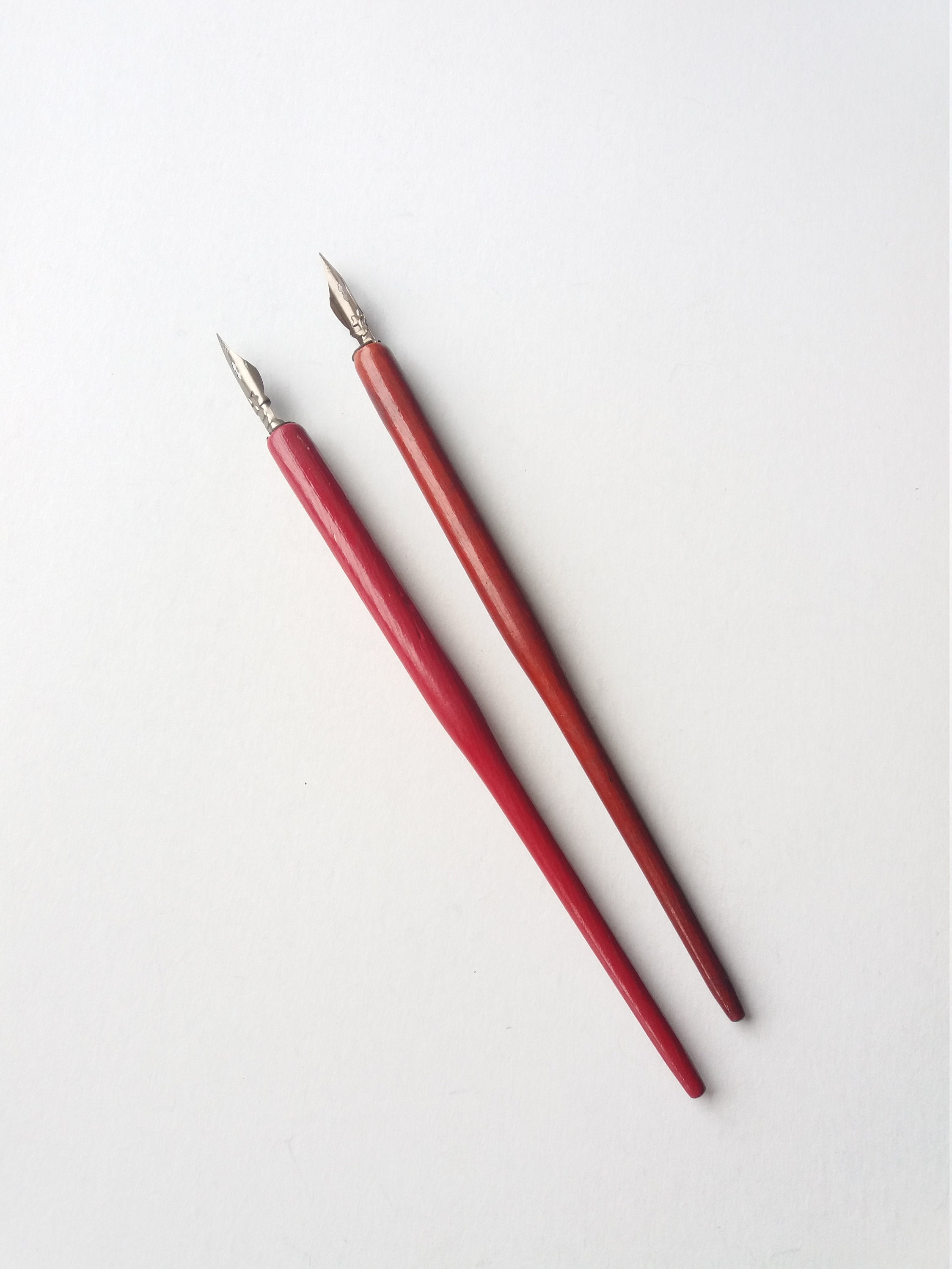 Antique Dip Pen Ink, Vintage Red Pen Wooden Handle, Calligraphy