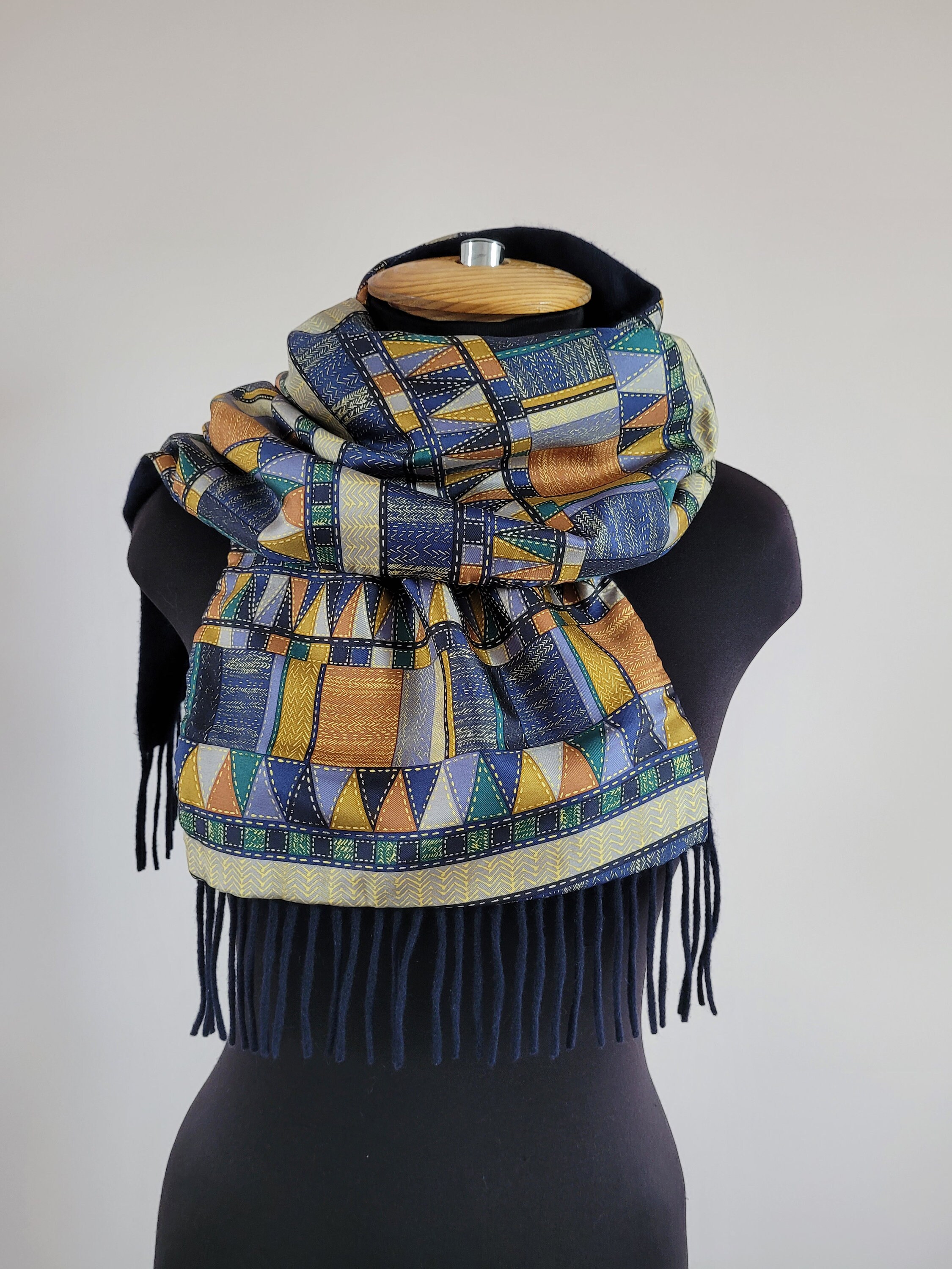 Prochownick Authentique Foulard En Soie Orangé Avec Logo Vintage