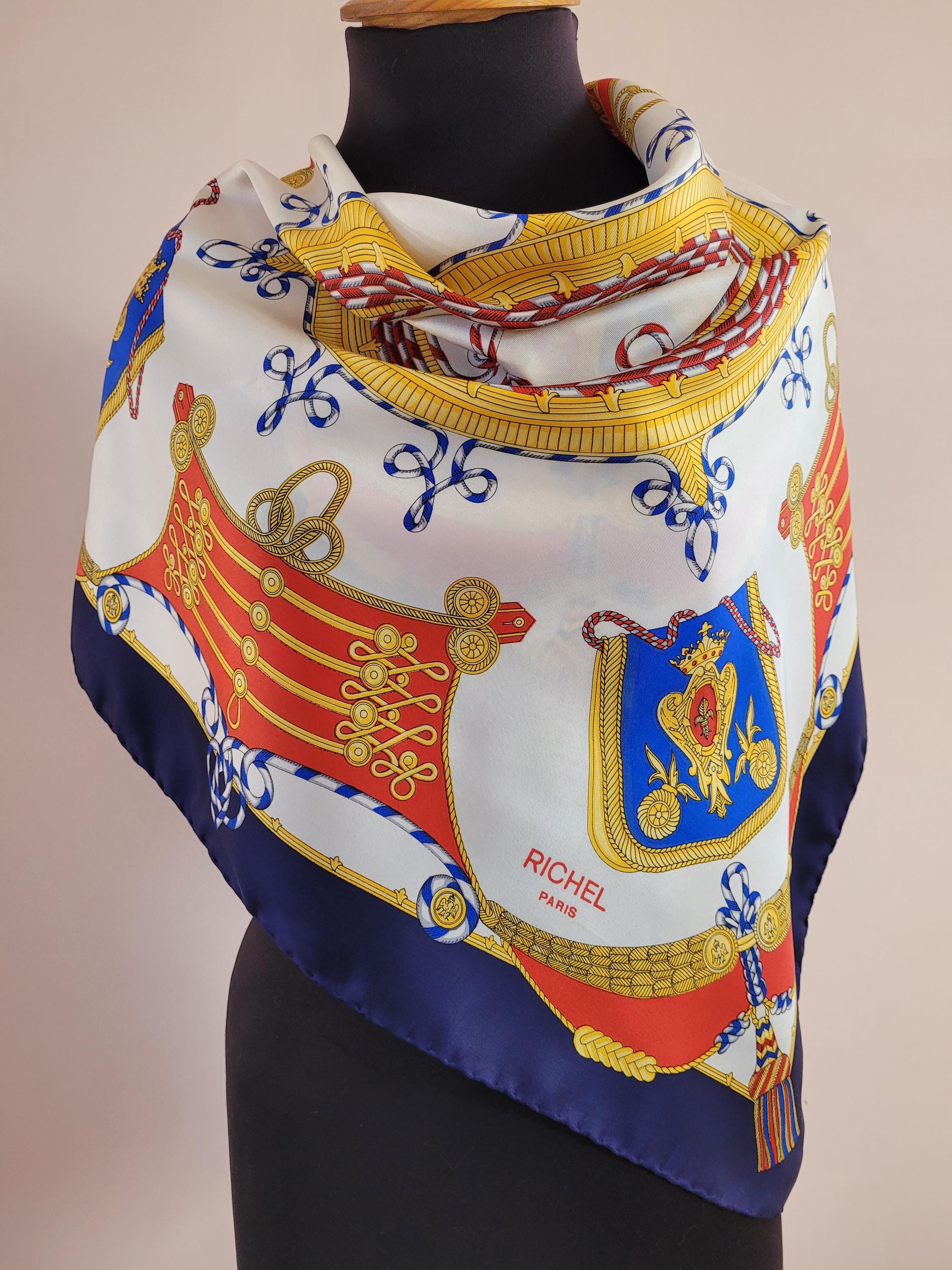 Buy Vintage RICHEL Paris Heraldic Silk Scarf 34in Online in India