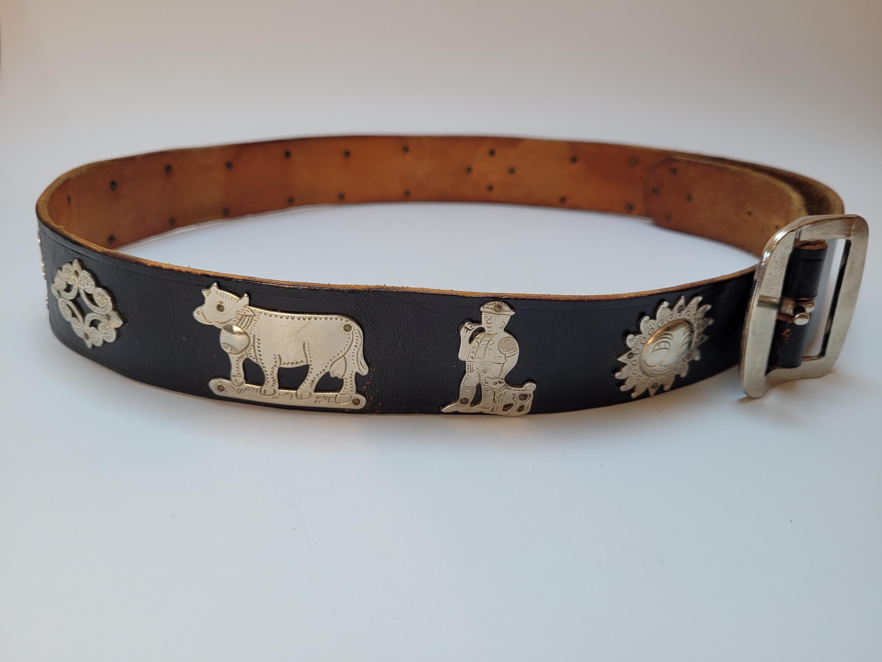 Vintage MAGO Appenzeller Folk Belt Black Brass Switzerland Traditional Cows 30 Swiss Cow Belt - Etsy main image 2