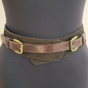 Vintage Nefe Italy Brown Suede Wide Waist Belt Lizard Embossed Buckle Size 75/30 Vintage Suede Belt - Etsy main image 4