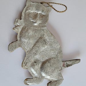 Vintage Antique Dresden Cardboard Christmas Ornament Cat Rare