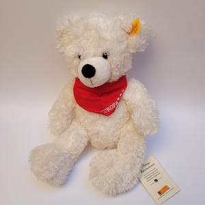 Steiff Lotte Teddy Bear White Cuddly Soft Plush ,111464 unjointed  11&quot;/28cm tall