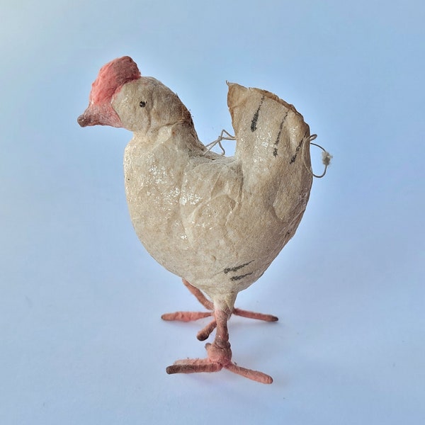 Chicken Antique Spun-Cotton Ornament 1940s, Vintage Easter Decor,Vintage Christmas Tree Decor