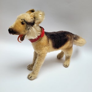 Steiff German Shepherd Dog Arco Standing 8 inches Tall,ID Button, produced 1957 to 1961 only,Rare